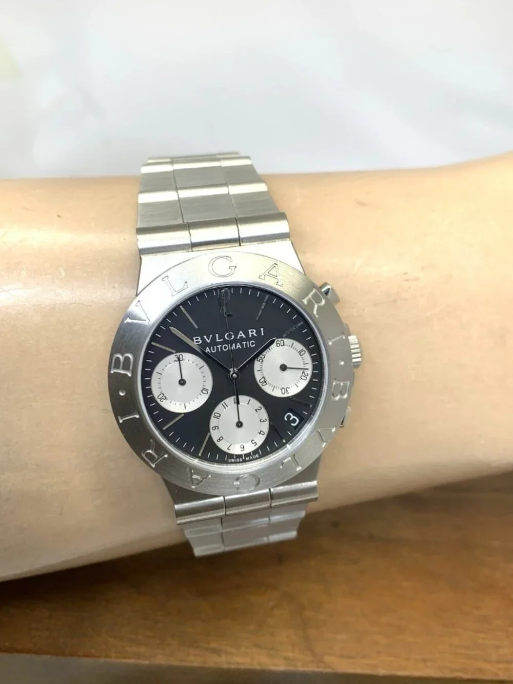 Bvlgari Men's Watch Diagono CH35S Swiss Automatic Chronograph Black Dial 35mm